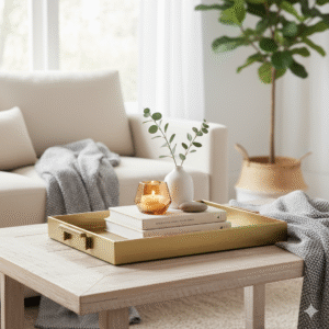 Elegant Marble & Gold Rectangular Decorative Tray