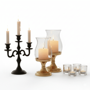 🕯️ Modern Geometric Metal Taper Candle Holders (Set of 3)