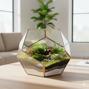 🌱 Geometric Oasis: Modern Brass & Glass Terrarium Kit