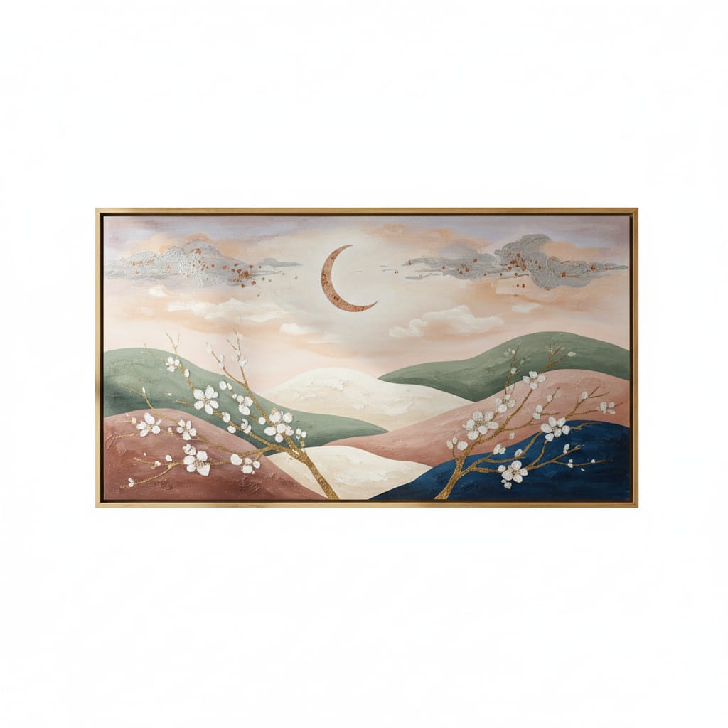 Tranquil Moonlit Blossom – Abstract Nature Wall Art - Image 2