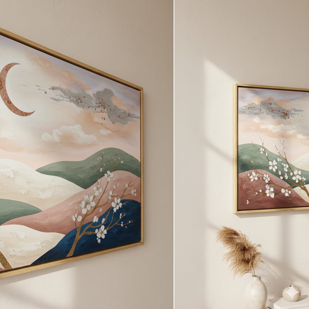 Tranquil Moonlit Blossom – Abstract Nature Wall Art - Image 3