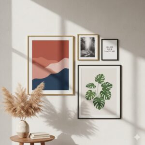 Modern Aesthetic Wall Art Set – Abstract, Botanical & Minimal Prints (Set of 4)