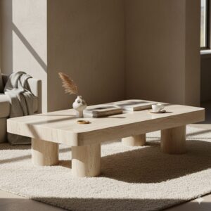 Minimalist Travertine-Style Coffee Table