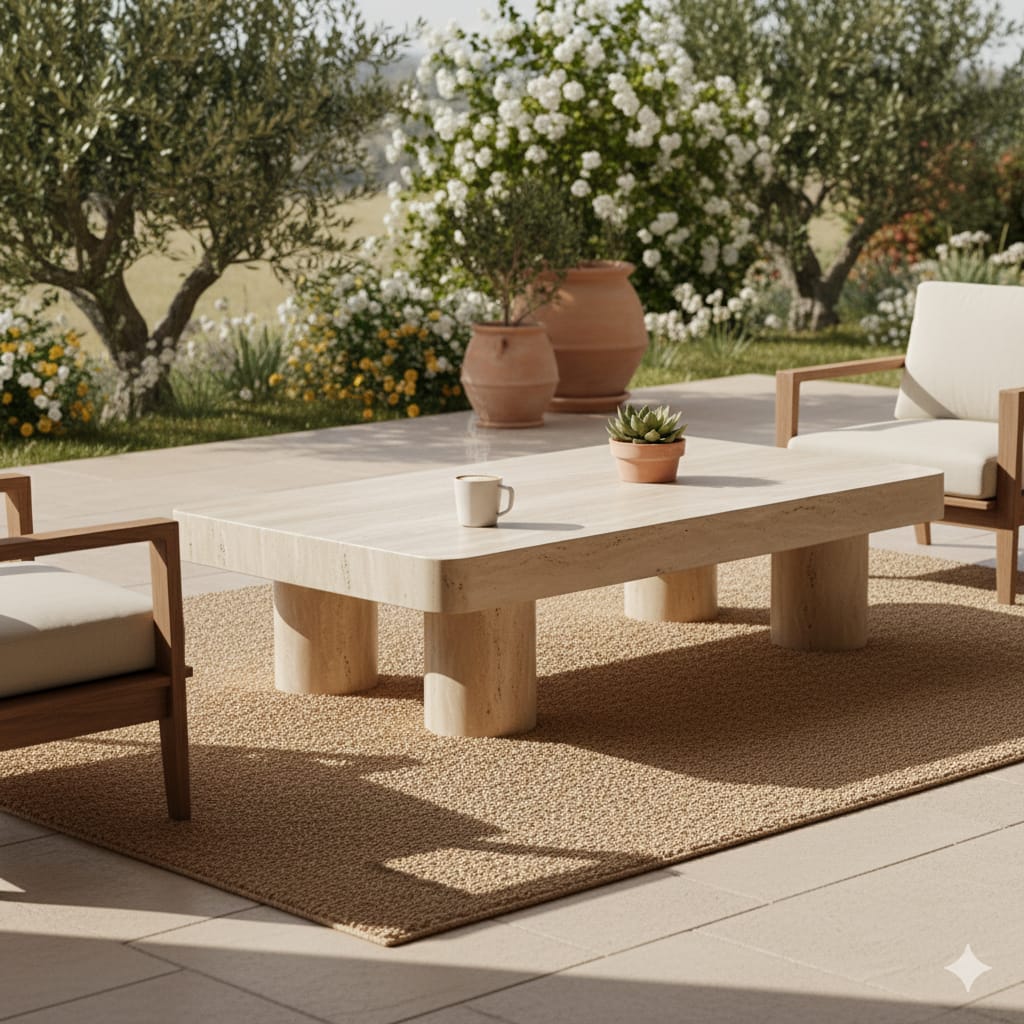 Minimalist Travertine-Style Coffee Table - Image 3