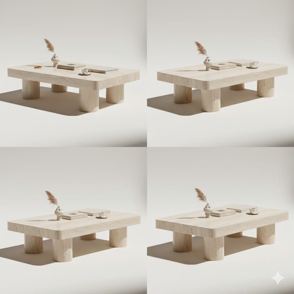 Minimalist Travertine-Style Coffee Table - Image 2