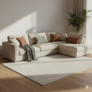 Modern Beige L-Shaped Sectional Sofa β Minimalist Comfort for Contemporary Living Rooms