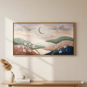 Tranquil Moonlit Blossom – Abstract Nature Wall Art